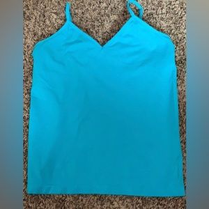 Size X-LARGE GIRL EUC  Turquoise adjustable strap tank with built in bra